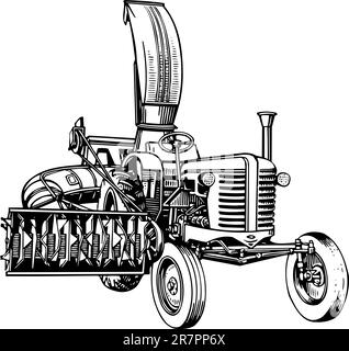 Bauerntraktor isoliert auf weiß Stock Vektor