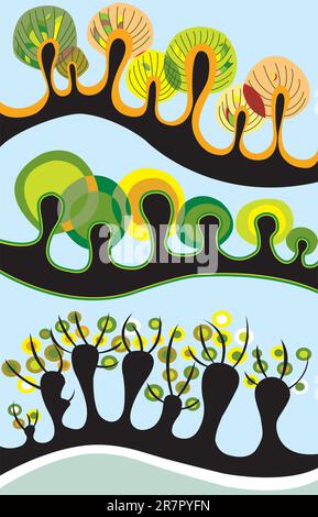 Dekorative Linien von Herbstbäumen Stock Vektor