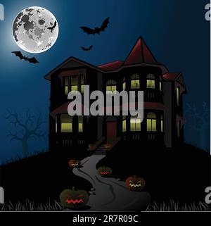 Vektorhintergrund, Haunted House an Halloween Stock Vektor