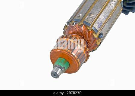 Der Rotor des Elektromotors isoliert weißer Hintergrund Stockfoto