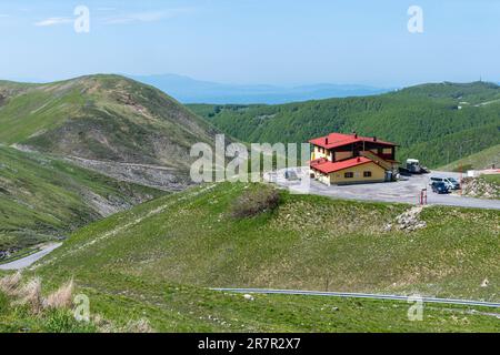 Angelo Sebastiani Zufluchtsort (Rifugio CAI Angelo Sebastiani), ein alpiner Zufluchtsort in den Abruzzi Apennines am Mount Terminillo, Latium, Italien, Europa Stockfoto