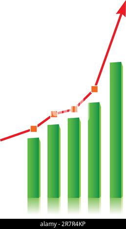 Illustration des wachsenden Bull Trenddiagramm auf weißem Hintergrund Stock Vektor