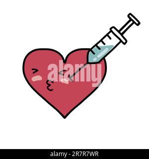 Vektordarstellung der Symbole für die Herzinjektion Stock Vektor