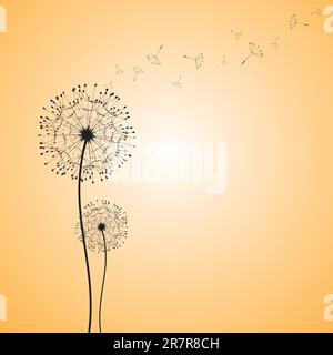 Abstrakte Löwenzahn in der Wind-wallpaper Stock Vektor