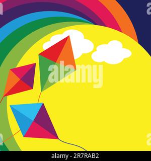 Abstrakter Hintergrund mit Drachen und Regenbogen Stock Vektor