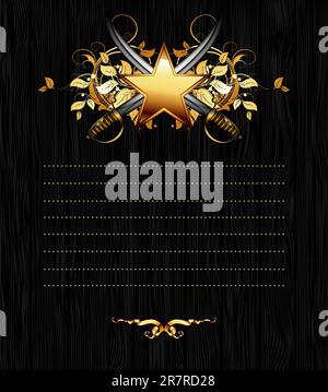 Kunstvoll verzierter Rahmen mit Stern und Säbeln. Diese Abbildung kann als Designerarbeit nützlich sein Stock Vektor
