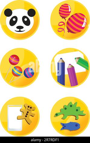 Vektorsymbole für Kinder isoliert auf weißem Hintergrund Stock Vektor