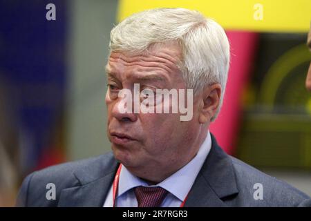 Sankt Petersburg, Russland. 16. Juni 2023. Gouverneur der Region Rostow, Vasily Golubev, besucht die St. Petersburg International Economic Forum 2023 (SPIEF 2023). (Foto: Maksim Konstantinov/SOPA Images/Sipa USA) Guthaben: SIPA USA/Alamy Live News Stockfoto