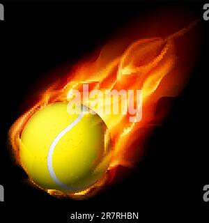 Flammende Tennisball. Abbildung auf weißem Hintergrund für design Stock Vektor