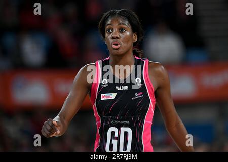 17. Juni 2023; Ken Rosewall Arena, Sydney, NSW, Australien: Suncorp Super Netball , New South Wales Swifts versus Adelaide Thunderbirds; Spielerin des Spiels Latanya Wilson der Adelaide Thunderbirds Stockfoto