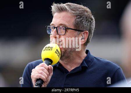 BBC Sport-Moderator Mark Chapman vor dem Viertelfinale des Betfred Challenge Cup im MKM Stadium, Kingston upon Hull. Foto: Samstag, 17. Juni 2023. Stockfoto