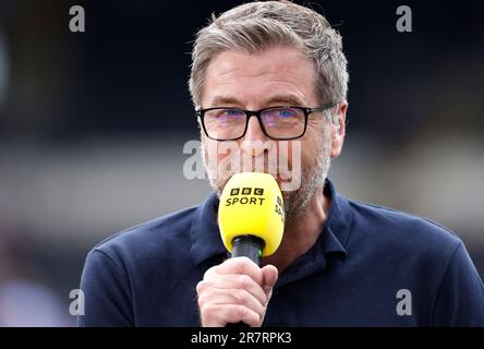 BBC Sport-Moderator Mark Chapman vor dem Viertelfinale des Betfred Challenge Cup im MKM Stadium, Kingston upon Hull. Foto: Samstag, 17. Juni 2023. Stockfoto