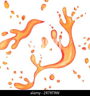 Abstrakter, wasserfarbener, nahtloser, handgemalter Hintergrund in Orange. Grunge-Struktur für Karten- und Flyerdesign Stockfoto