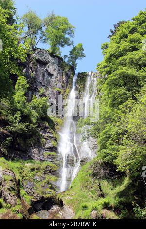 Rhyader Falls (Pistyll Rhaeadr), Llanrhaeadr ym Mochnant, Powys, Wales, Großbritannien Stockfoto