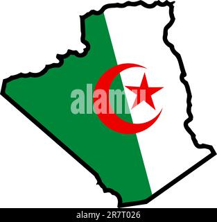 Darstellung der Flagge in Karte von Algerien Stock Vektor