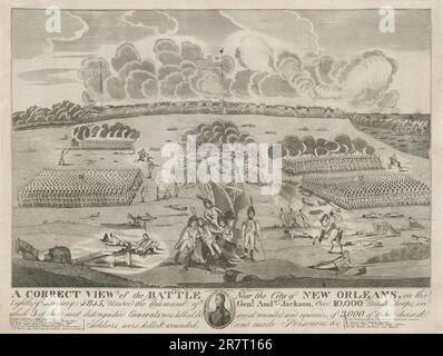 A Correct View of the Battle Near the City of New Orleans, 8. Januar 1815 c. 1815 Stockfoto