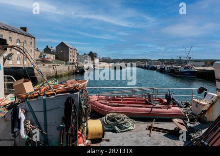 Malerischer Blick auf den Hafen von Burghead Stockfoto