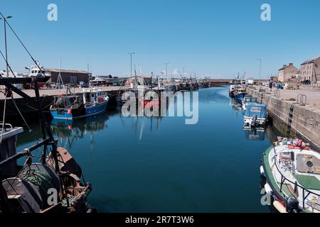 Malerischer Blick auf den Hafen von Burghead Stockfoto