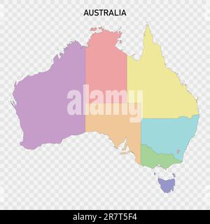 Isolierte farbige Karte Australiens mit Grenzen der Regionen Stock Vektor