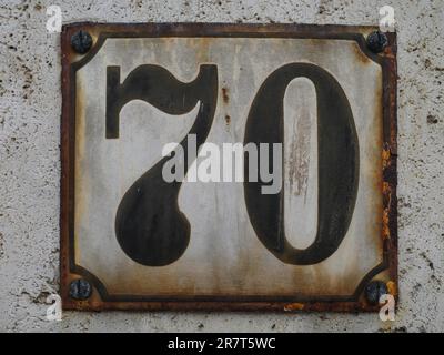 Hausnummernschild, Nummer 70, Ziffer, Bremen, Deutschland Stockfoto
