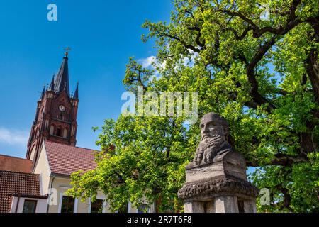 Friedrich-Ludwig-Jahn-Denkmal, Salzmarkt, Mittenwalde, Brandenburg, Deutschland Stockfoto