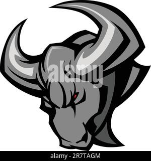 Bull Mascot Head mit Red Eyes Graphic Vector Image (grafisches Vektorbild mit roten Augen) Stock Vektor
