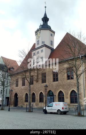 Historisches Rathaus, Rathausgebäude, Blick vom Marktplatz, Jena, Deutschland Stockfoto