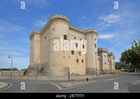 Historisches Chateau du roi Rene, erbaut im 15. Jahrhundert in Tarascon, Schloss, Festung, Bouches-du-Rhone, Provence, Frankreich Stockfoto