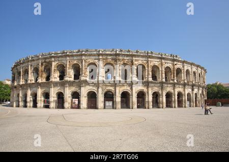 Römisches Amphitheater, Wahrzeichen, antik, Gebäude, Nimes, Gard, Provence, Frankreich Stockfoto