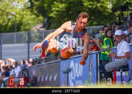 Ratingen, Deutschland, 17.06.2023: World Athletics Combined Events Tour – Gold. Herren Long Jump, Niklas Kaul, GER (USC Mainz) Guthaben: NewsNRW / Alamy Live News Stockfoto