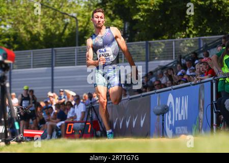 Ratingen, Deutschland, 17.06.2023: World Athletics Combined Events Tour – Gold. Herren Long Jump, Niklas Kaul, GER (USC Mainz) Guthaben: NewsNRW / Alamy Live News Stockfoto