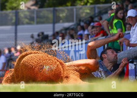 Ratingen, Deutschland, 17.06.2023: World Athletics Combined Events Tour – Gold. Herren Long Jump, Niklas Kaul, GER (USC Mainz) Guthaben: NewsNRW / Alamy Live News Stockfoto