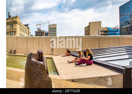 On the roof of the Winnipeg Art Gallery, Winnipeg, Manitoba, Canada Stock Photo