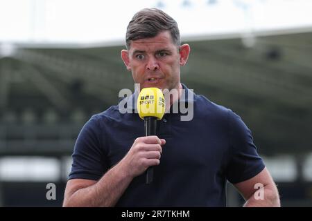 Paul Wellens Cheftrainer von St. Helens spricht nach dem Betfred Challenge Cup Spiel Hull FC gegen St Helens im MKM Stadium, Hull, Vereinigtes Königreich, 17. Juni 2023 (Foto: James Heaton/News Images) Stockfoto