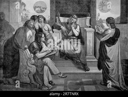 Josephs Trauminterpretation vor dem Pharao, erstes Buch Moses, Kapitel 41, Verse 14-36, Altes Testament, Bibel, Traum, Prophezeiung, Zukunft Stockfoto