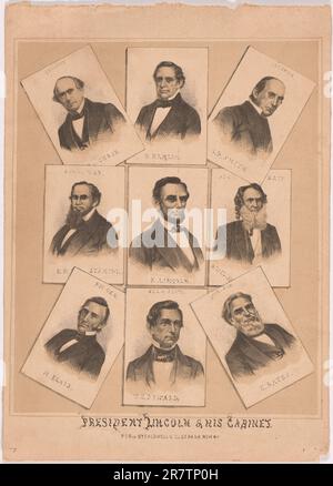 Präsident Lincoln und sein Kabinett 1862 Stockfoto