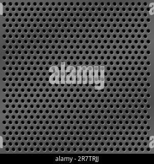 Ein metallischer Hintergrund mit Bohrungen im Netzmuster Stock Vektor