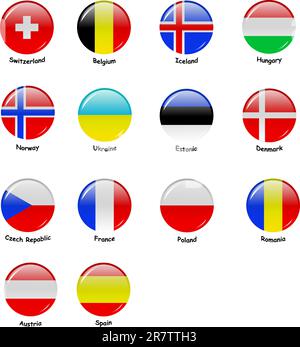 Symbole mit Flaggen europäischer Länder (Teil 2) Stock Vektor