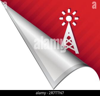 Symbol für Handysignalturm auf Vektorstreifen in der Ecke geeignet für die Verwendung in Printmedien, auf Websites oder in Werbematerialien. Stock Vektor