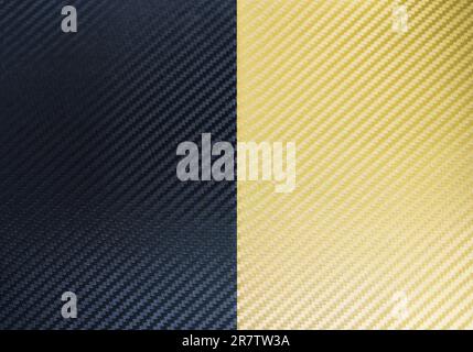 Schwarze und goldene Kohlefasertexturen Stockfoto