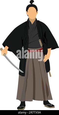 Samurai mit dem Schwert. Vektor-illustration Stock Vektor