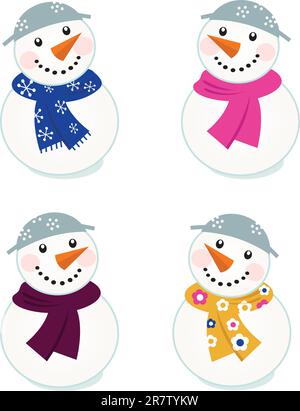 Farbenfrohe Schneemannsymbole - Vektordarstellung Stock Vektor