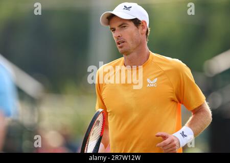 17. Juni 2023; Nottingham Tennis Centre, Nottingham, England: Rothesay Nottingham Open, Tag 6; Andy Murray während seines Spiels mit Nuno Borges Stockfoto