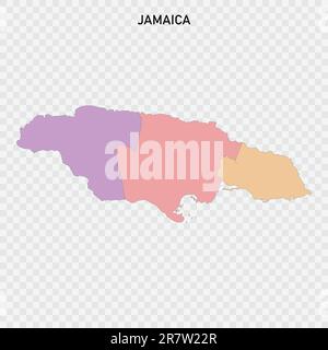 Isolierte farbige Karte von Jamaika mit Grenzen der Countys Stock Vektor