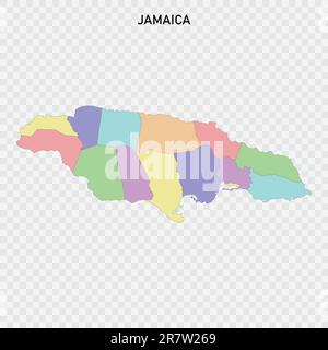 Isolierte farbige Karte von Jamaika mit den Grenzen der Pfarreien Stock Vektor