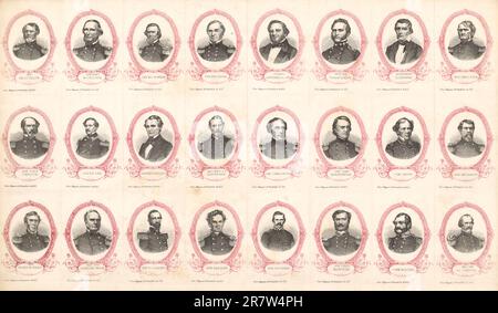 Politische Führer und Generäle der Konföderierten c. 1861-1865 Stockfoto