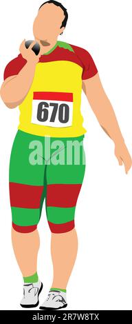 Frau Kugelstoßen Veranstaltung. Track &amp; Field. Vektor-illustration Stock Vektor