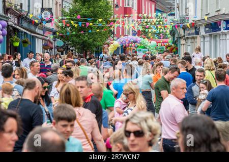 Clonakilty, West Cork, Irland. 17. Juni 2023. Heute fand der irische Yogurt Clonakilty Street Carnival statt, an dem Tausende von Menschen teilnahmen. Die Veranstaltung wurde von dem preisgekrönten Koch Eunice Power und irischen Joghurts eröffnet. Aktivitäten in der Family Fun Zone, Lebensmittelhändler und Speisebereiche sowie Live-Unterhaltung waren nur einige der Attraktionen, die den ganzen Nachmittag über zu sehen waren. Kredit: AG News/Alamy Live News Stockfoto