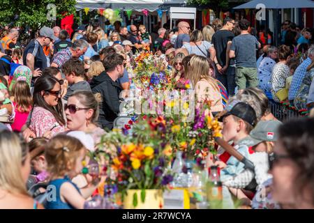 Clonakilty, West Cork, Irland. 17. Juni 2023. Heute fand der irische Yogurt Clonakilty Street Carnival statt, an dem Tausende von Menschen teilnahmen. Die Veranstaltung wurde von dem preisgekrönten Koch Eunice Power und irischen Joghurts eröffnet. Aktivitäten in der Family Fun Zone, Lebensmittelhändler und Speisebereiche sowie Live-Unterhaltung waren nur einige der Attraktionen, die den ganzen Nachmittag über zu sehen waren. Kredit: AG News/Alamy Live News Stockfoto