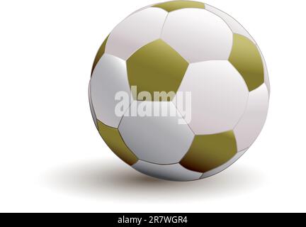Fußball mit goldenem pentagon-Teil auf weißem Hintergrund - Vektor Stock Vektor